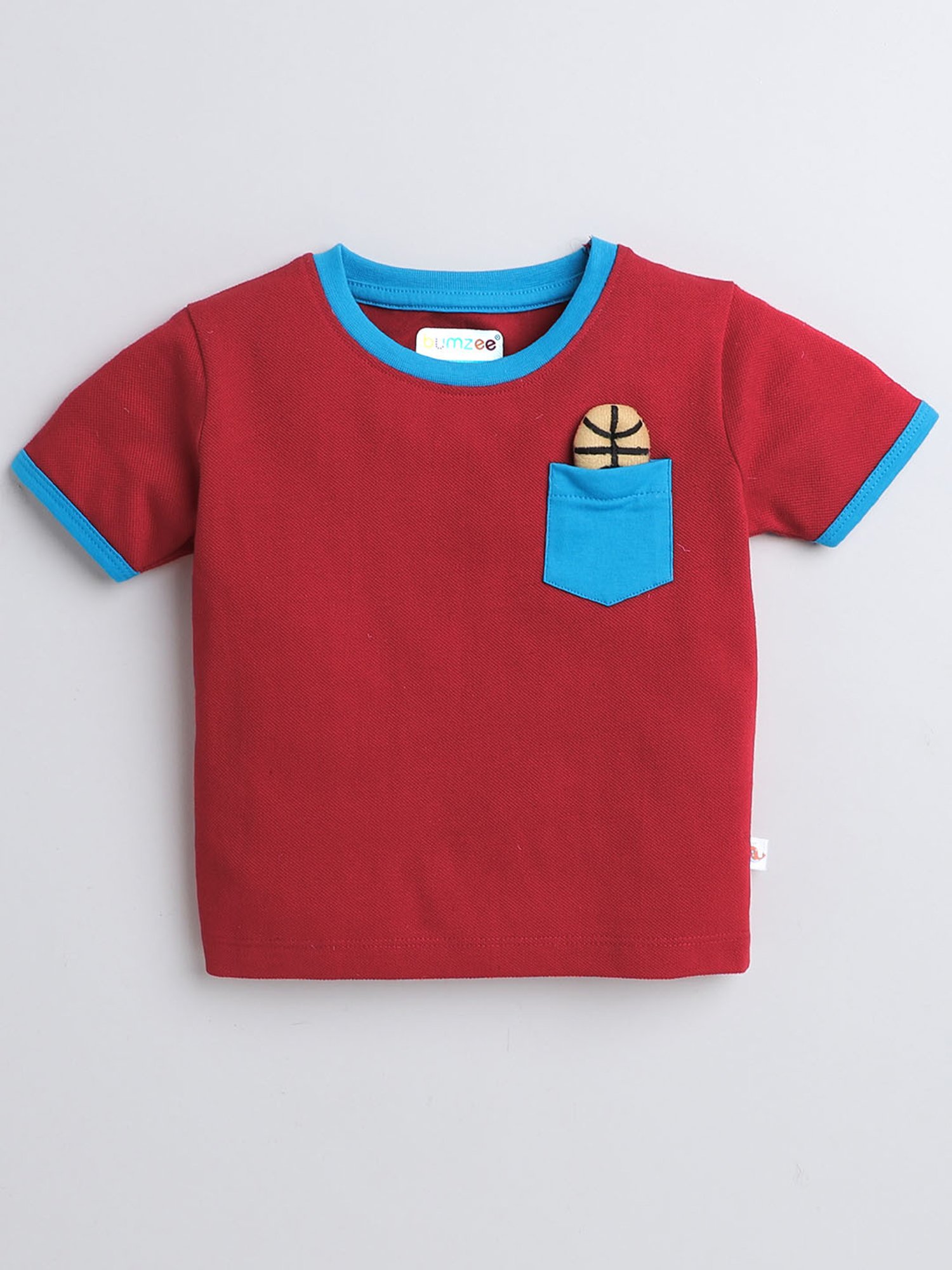 Bumzee Kids Red & Blue Solid T-Shirt with Shorts