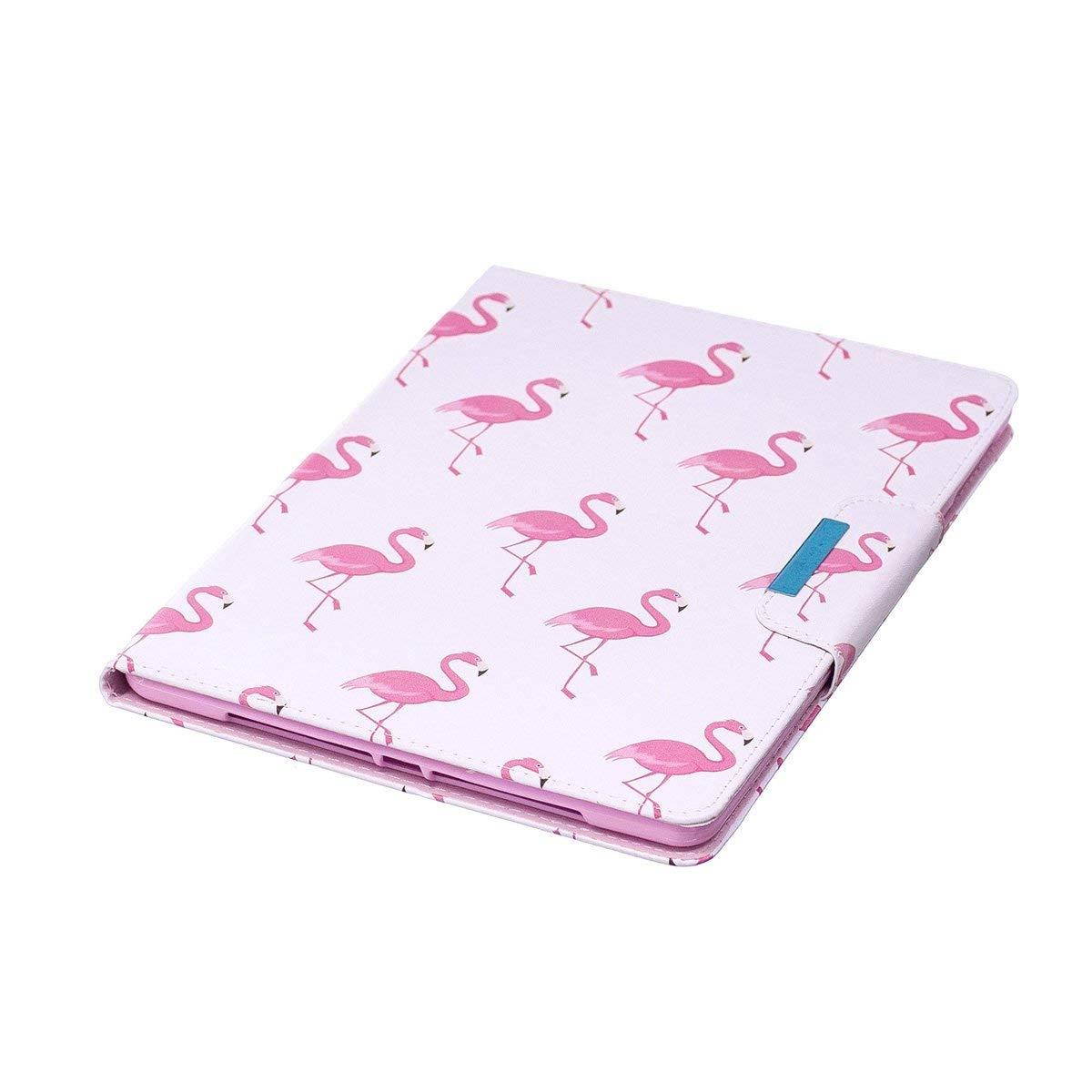 iPad Air case, iPad Air 2 case, Newshine PU Leather Magnetic Closure Flip Stand Case with Credit Card Pocket (Auto Sleep/Wake) for Apple iPad Air & iPad Air 2 - Red Flamingo