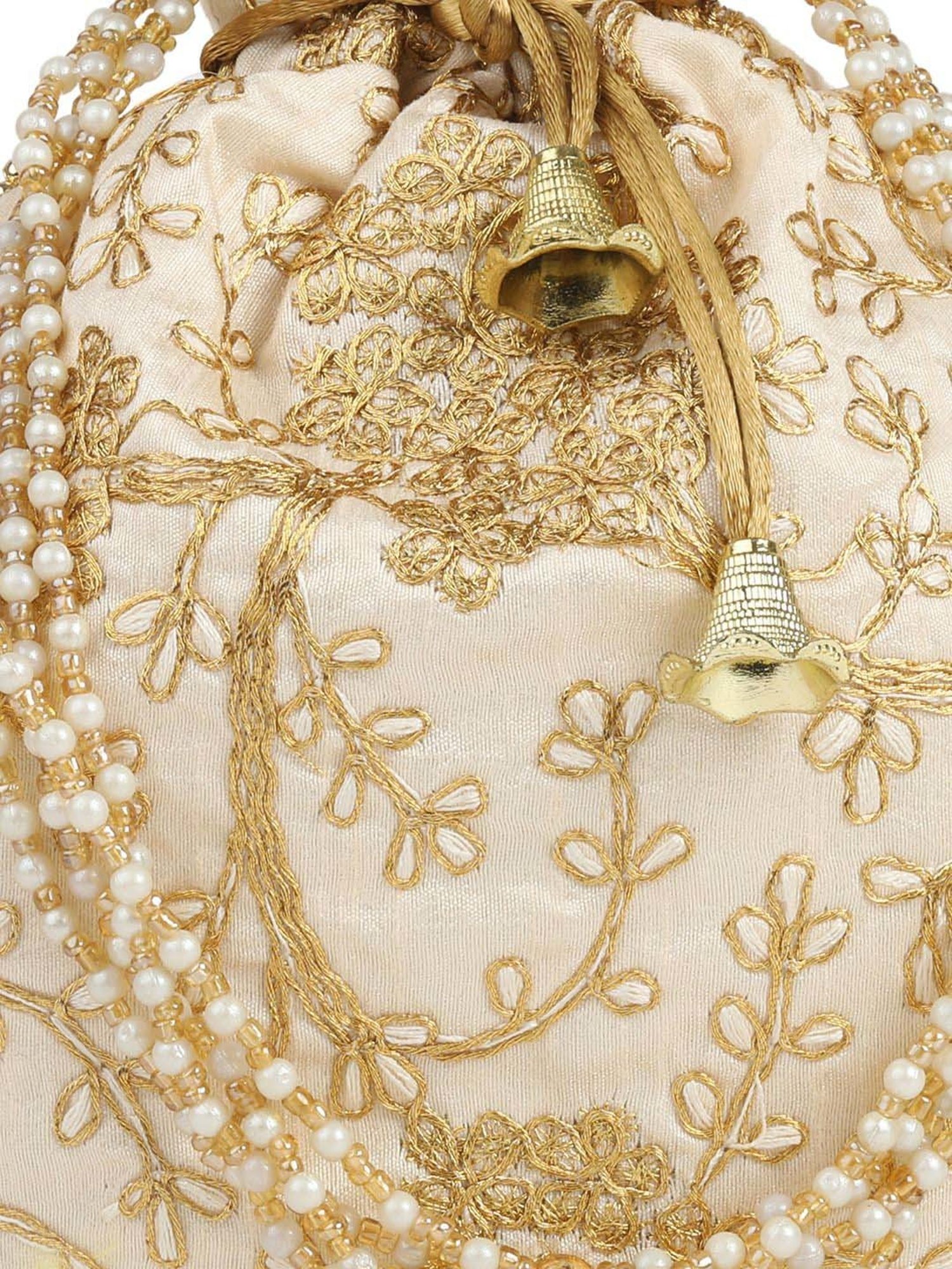 Gaurapakhi White Embroidered Potli