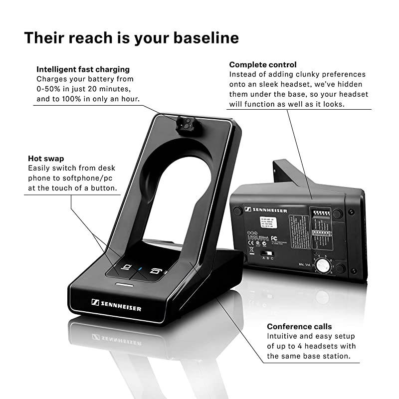 SD Pro2 ML Double-Sided Multi Connectivity Wireless Headset for Desk Phone & Skype for Business Ultra Noise-Cancelling Microphone, Black