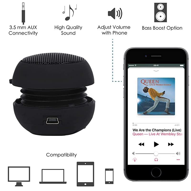 Mini Portable Rechargeable Travel Speaker Wired 35mm Headphone Jack