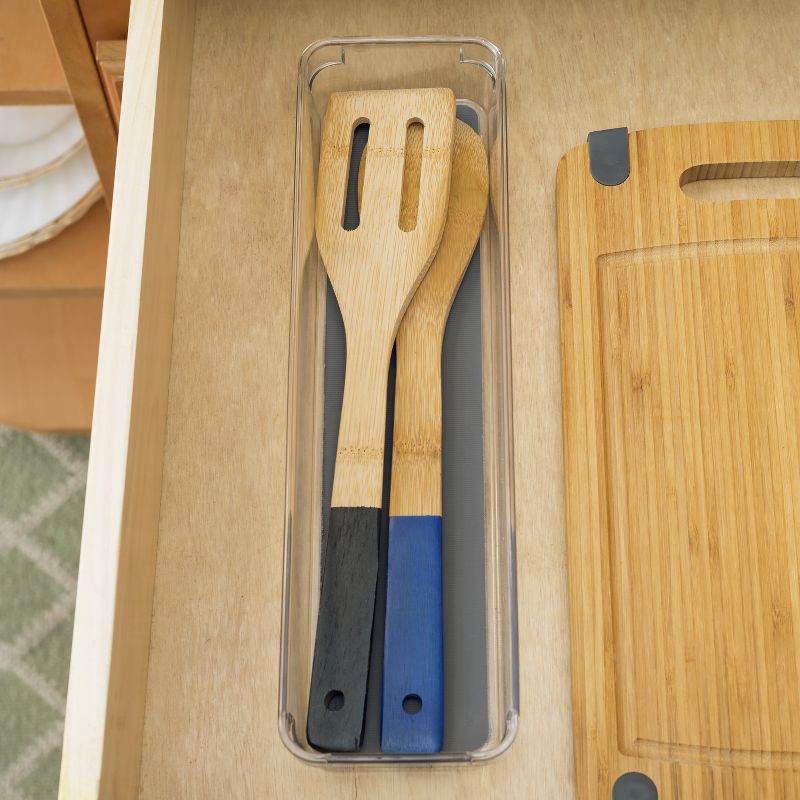 Home Basics 3" x 12" x 2" Plastic Drawer Organizer with Rubber Liner