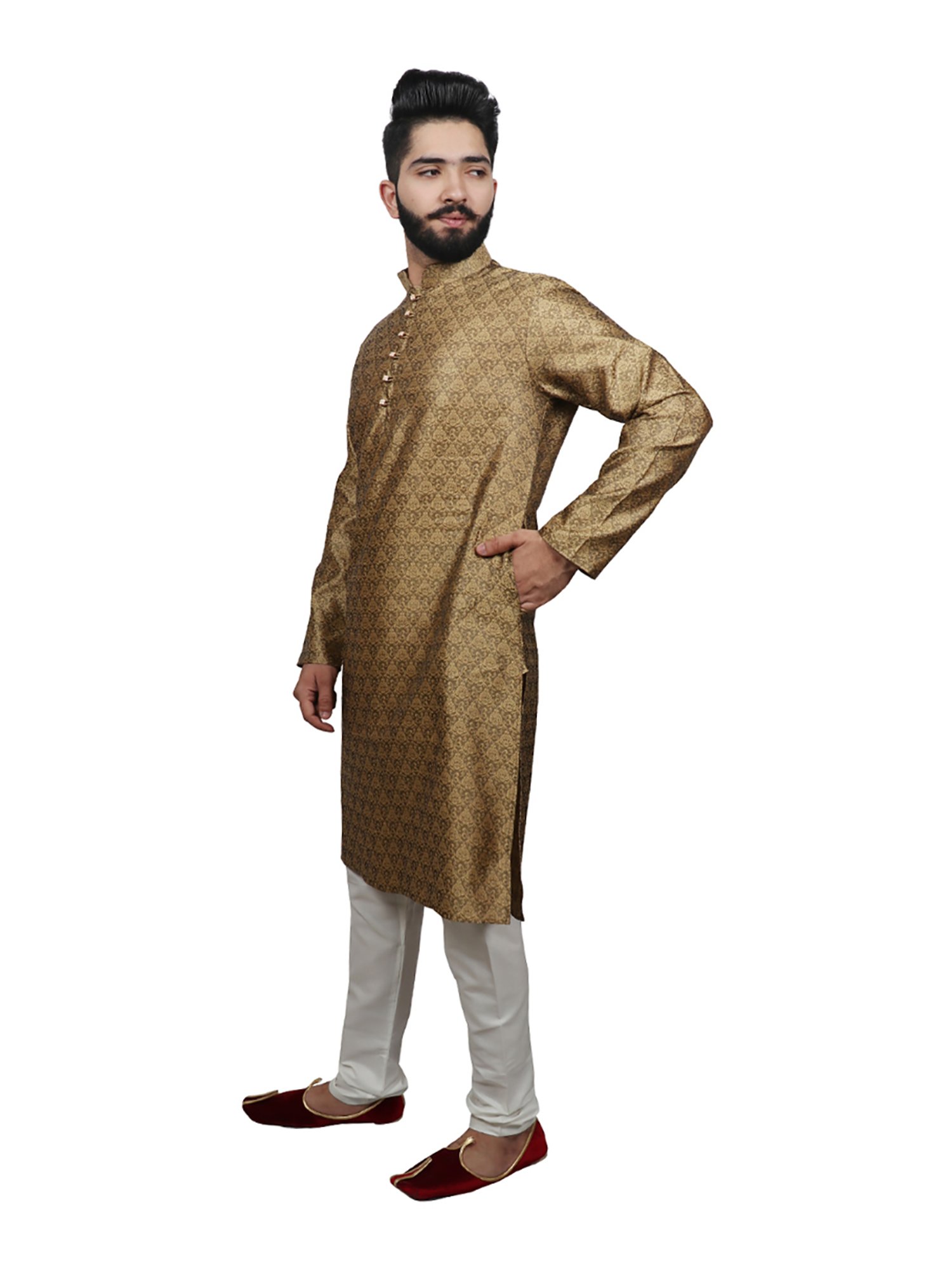 SG LEMAN Brown Self Design Kurta Bottom Set