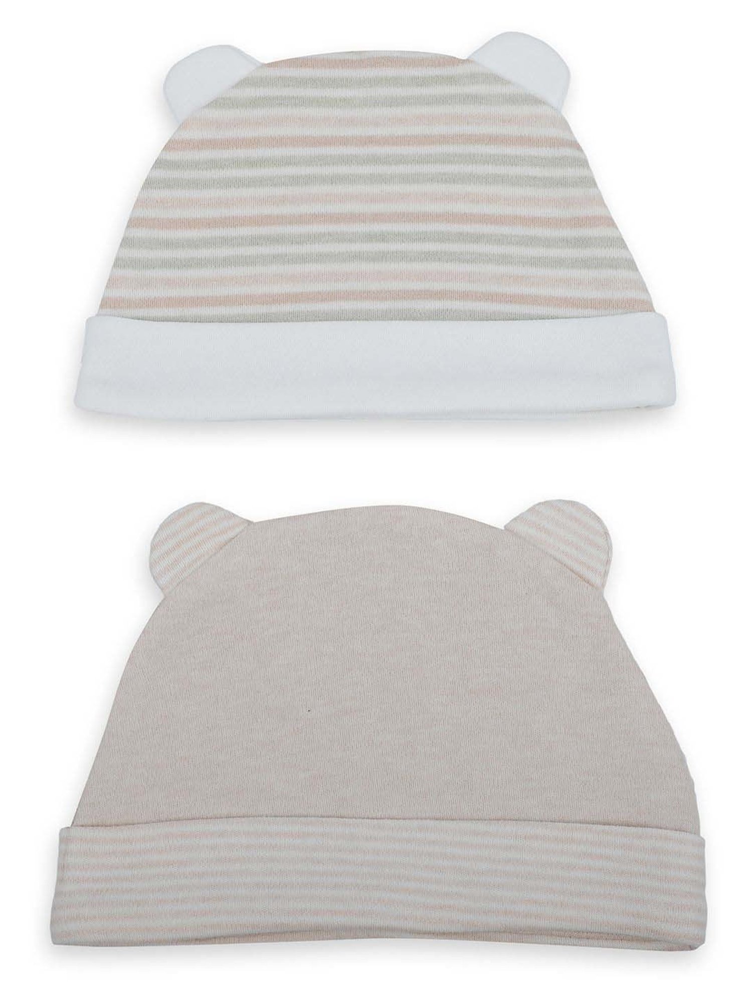 Baby Moo Kids Beige Cotton Printed Cap (Pack of 2)