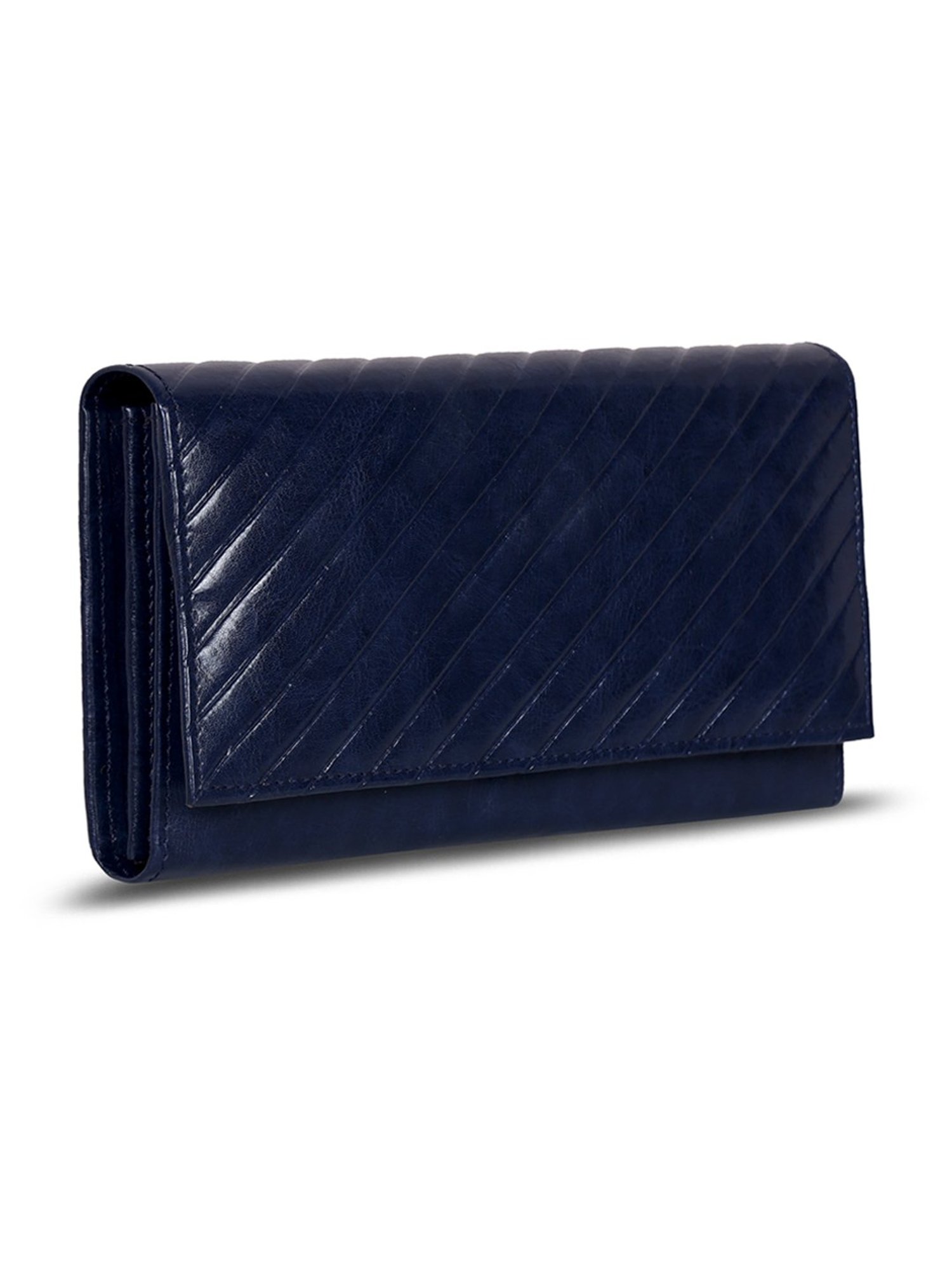 Abeeza Blue Textured Leather Large Clutch