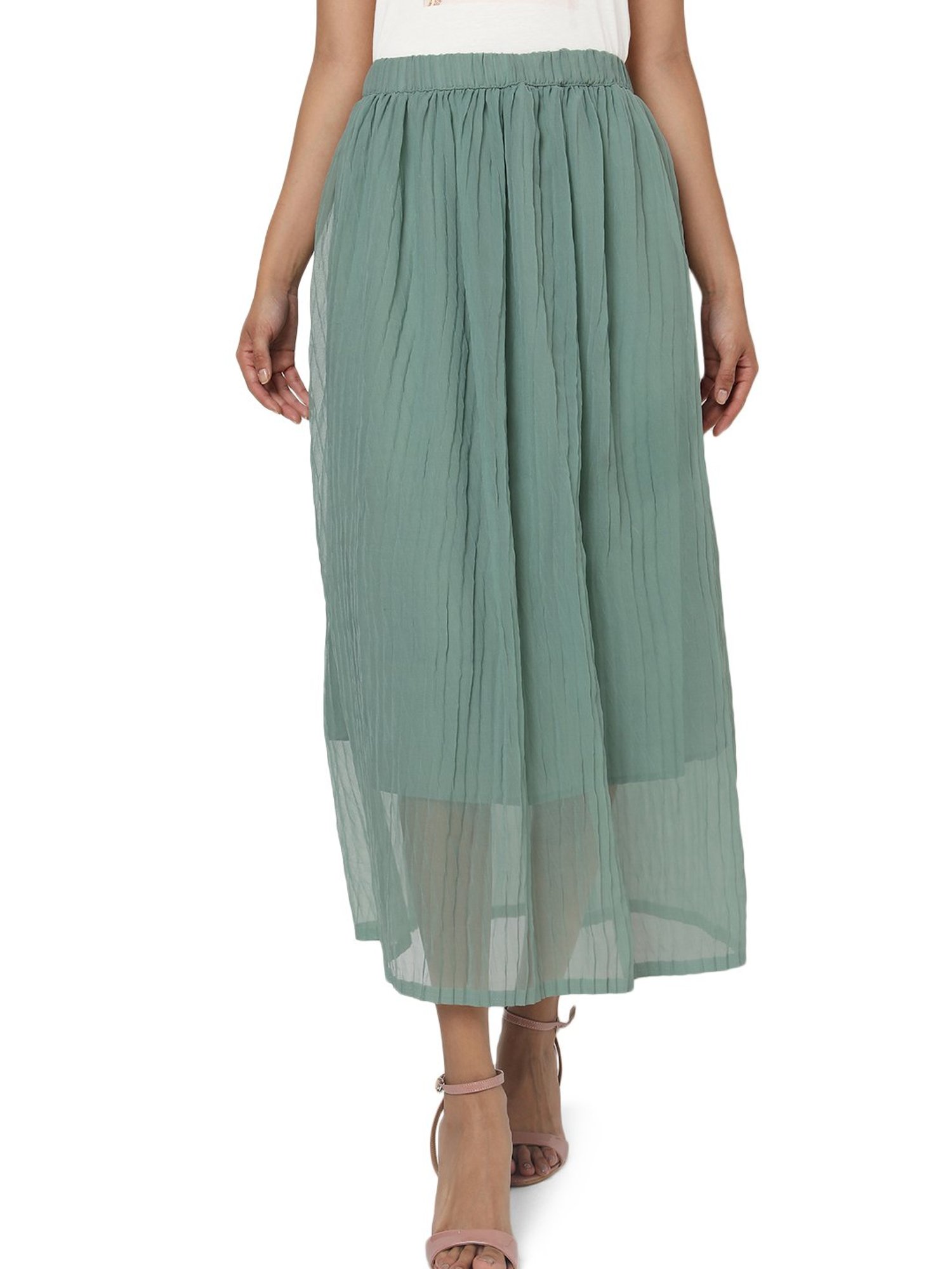 Smarty Pants Sage Green Midi Skirt