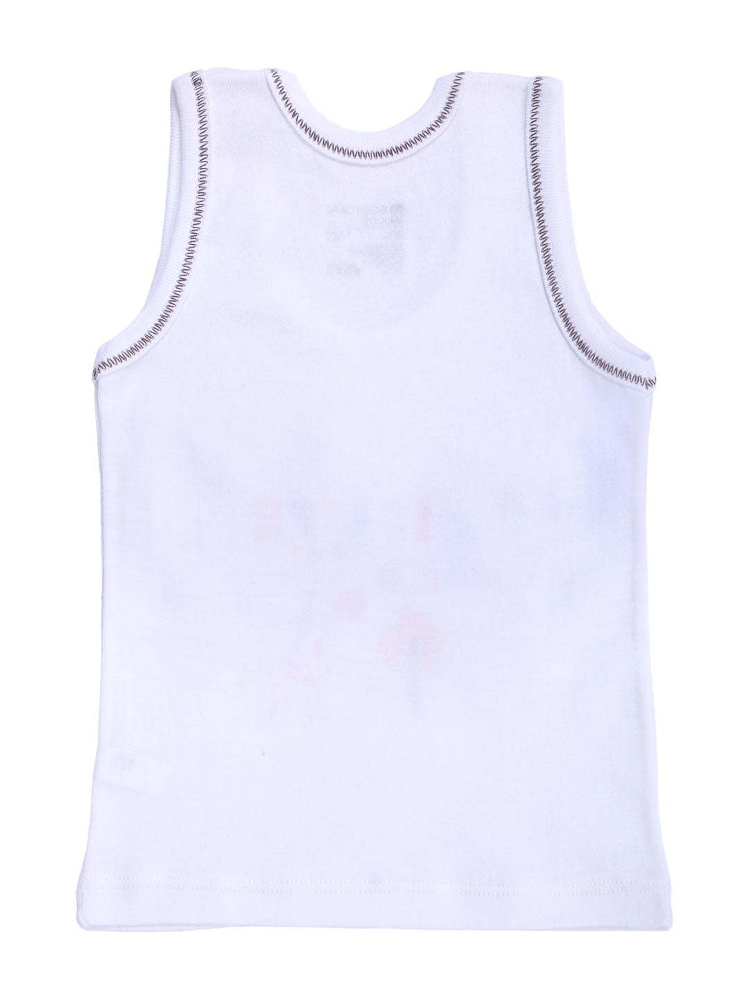 Bodycare Kids White Printed Vests(Pack Of 3)