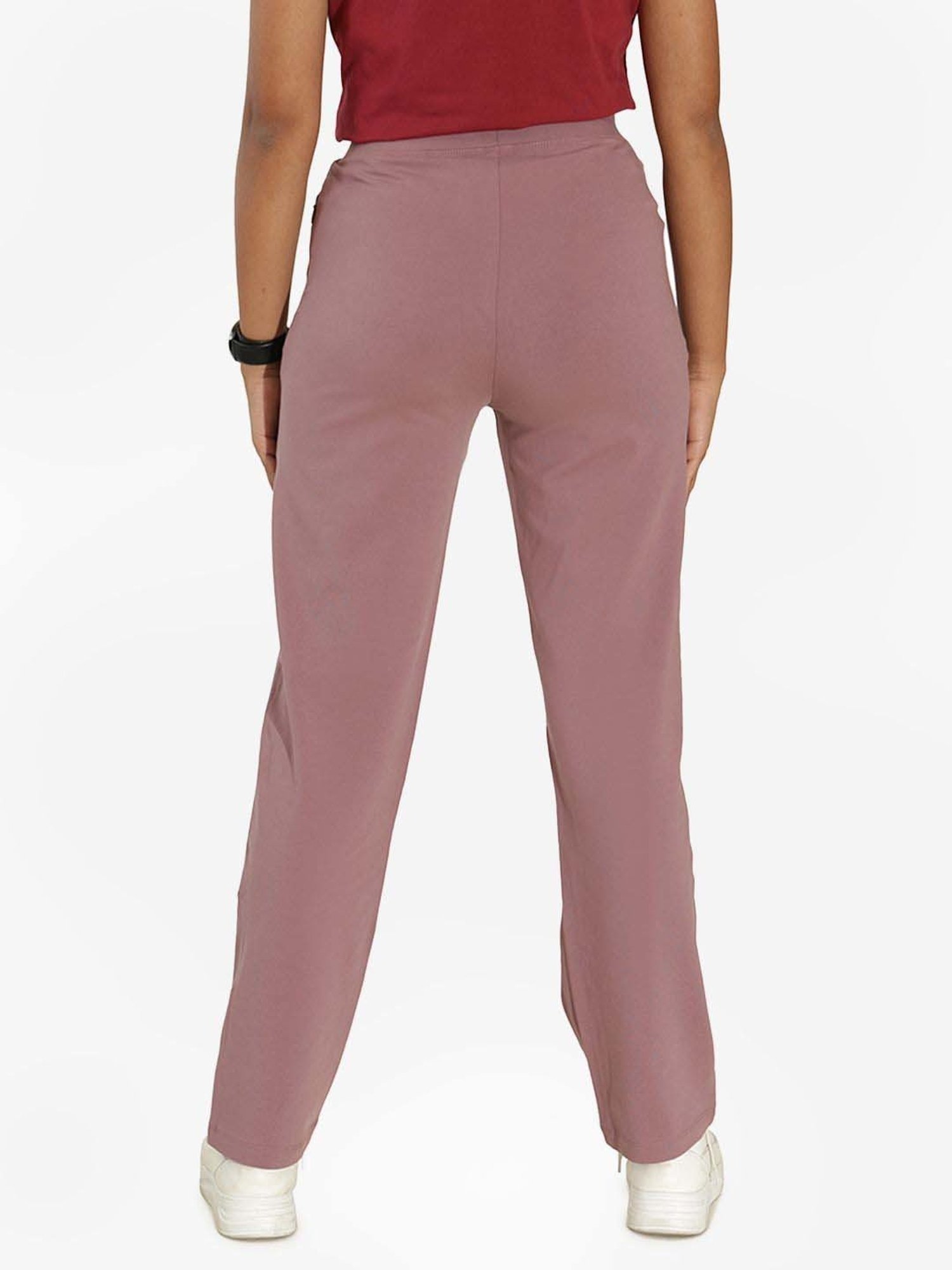 BlissClub Purple Cotton Straight Pants