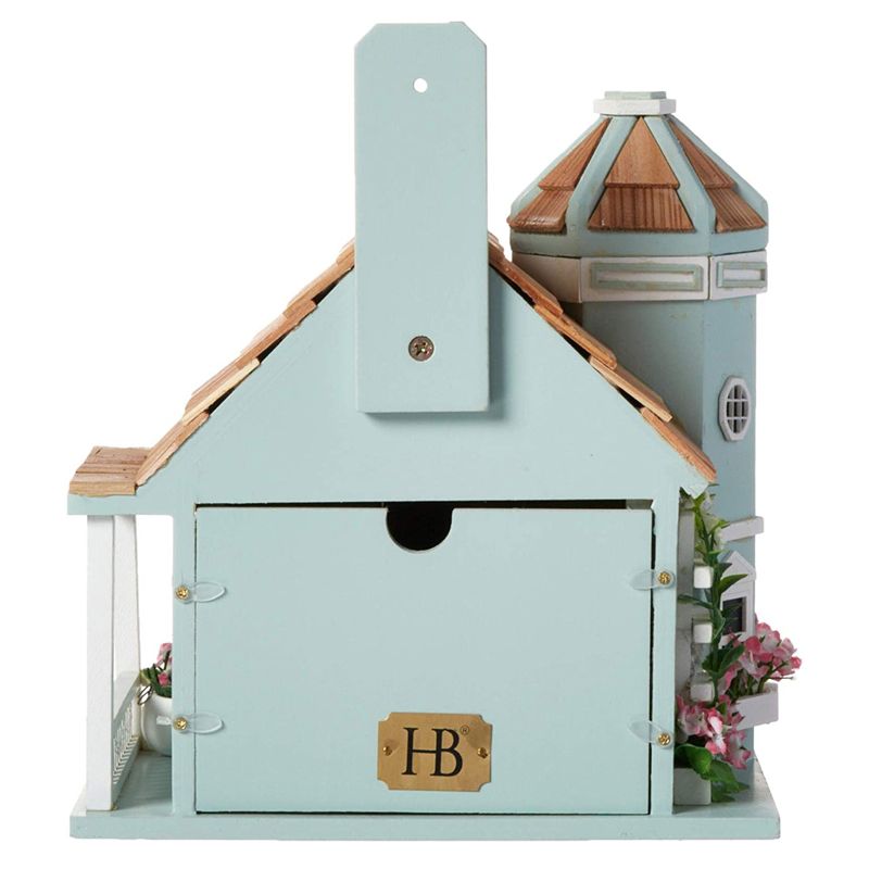Home Bazaar HB-9095BS Pink Flower Pot Victorian Cottage Birdhouse for Wrens, Finches, Chickadees, and More, Light Blue