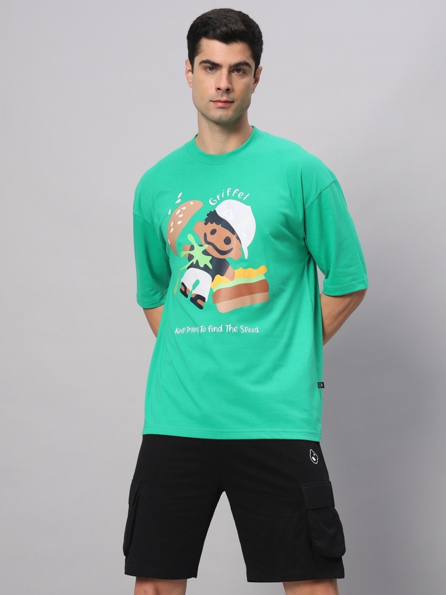 Griffel Green Cotton Loose Fit Printed Co-Ord Set