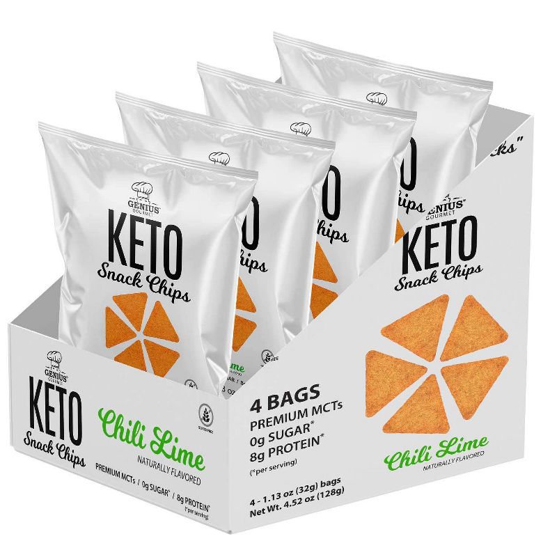 Genius Gourmet Chili Lime Chips - 4ct