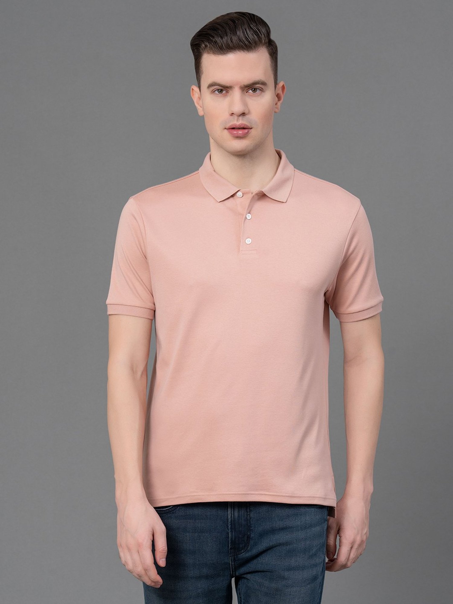 Red Tape Pale Pink Regular Fit Cotton Polo T-Shirt