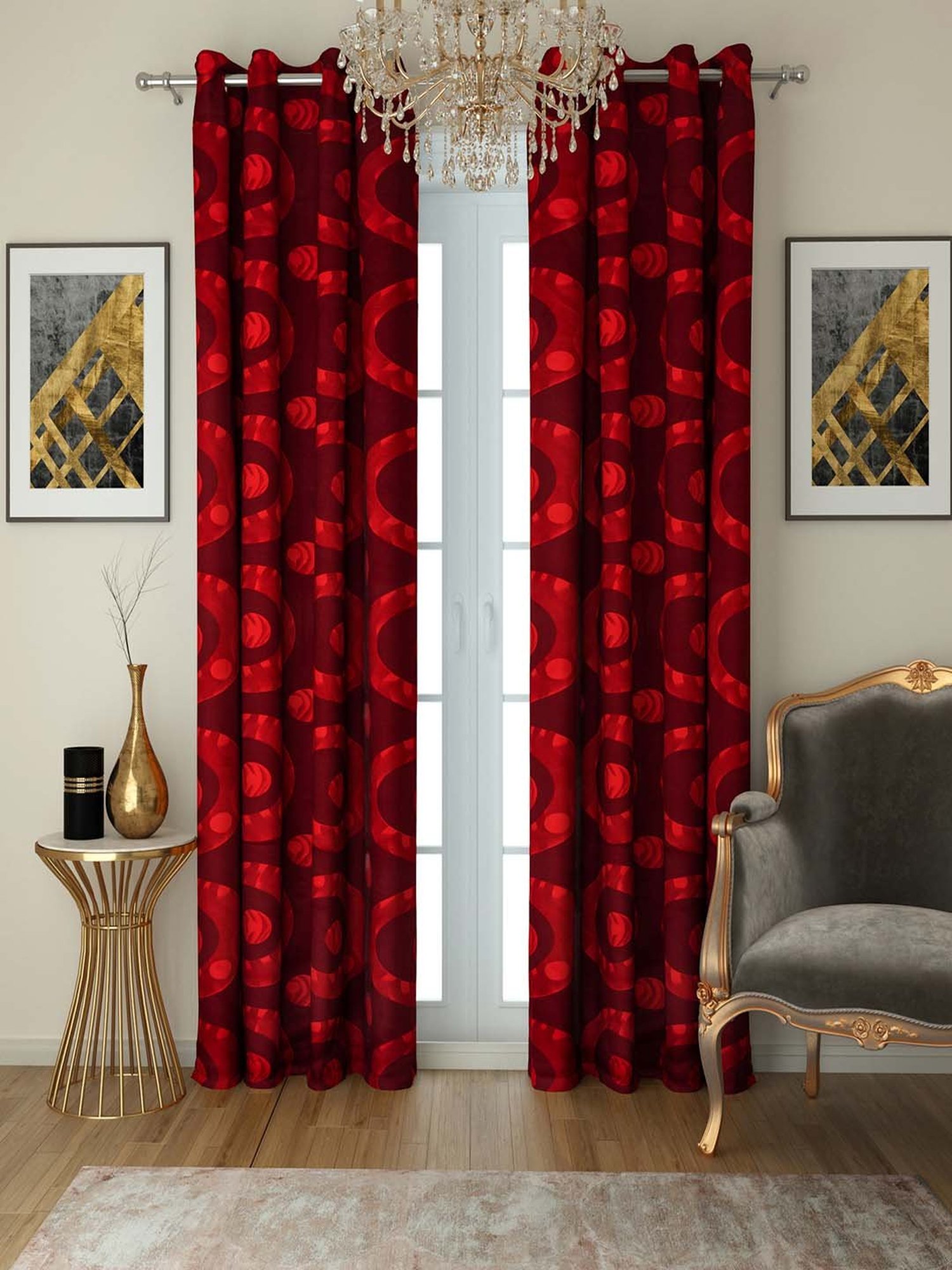 Swayam Sigma Eyelet Window Curtains - Set of 2 (5 Ft)
