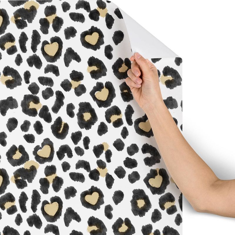 2" x 8" Dash and Ash Leopard Heart Wallpaper Brown - Deny Designs