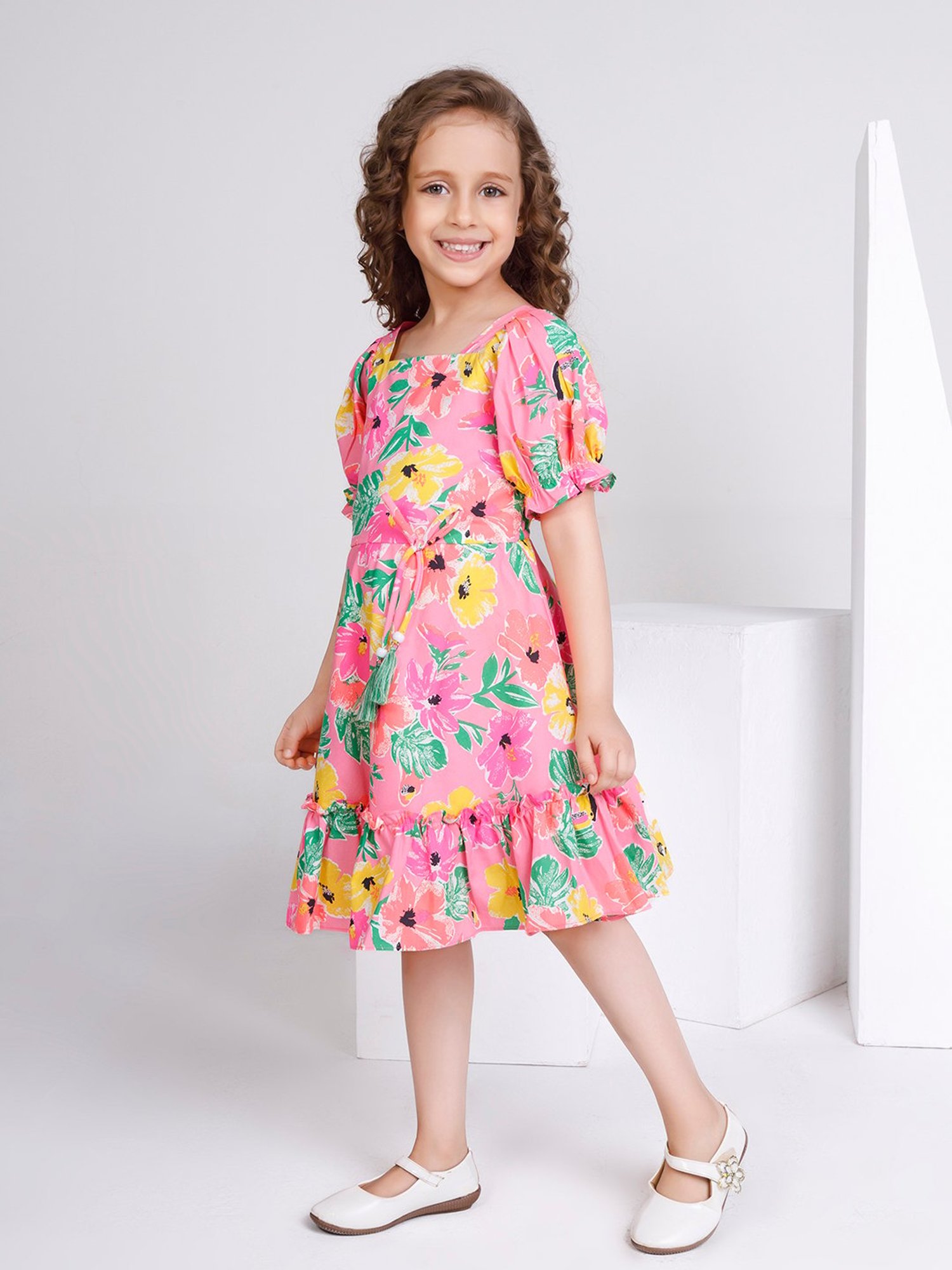 Peppermint Kids Pink Floral Print Dress