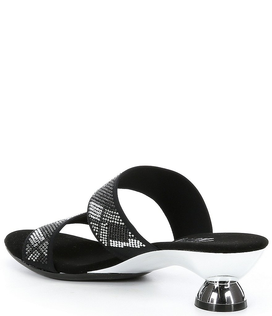 Onex Zenna Stretch Rhinestone Pave Sculptural Heel Dress Slides