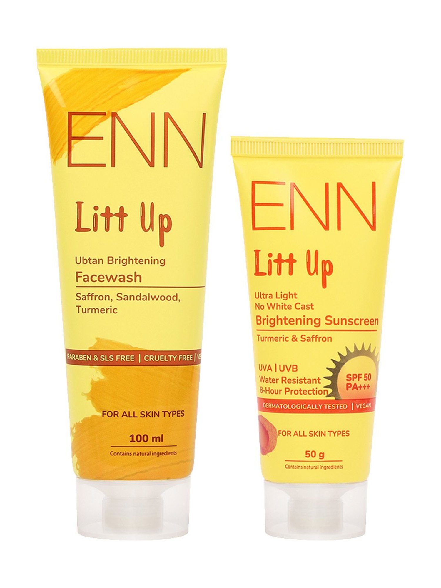 ENN Litt Up Ubtan Skin Brightening Face Wash & Ultra Light Sunscreen SPF 50