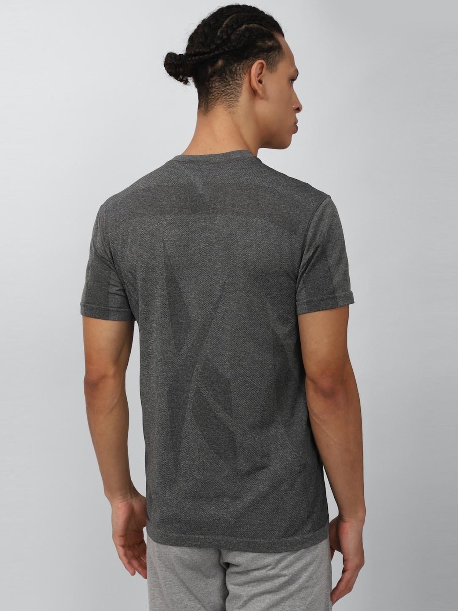 Reebok Grey Slim Fit Texture T-Shirt