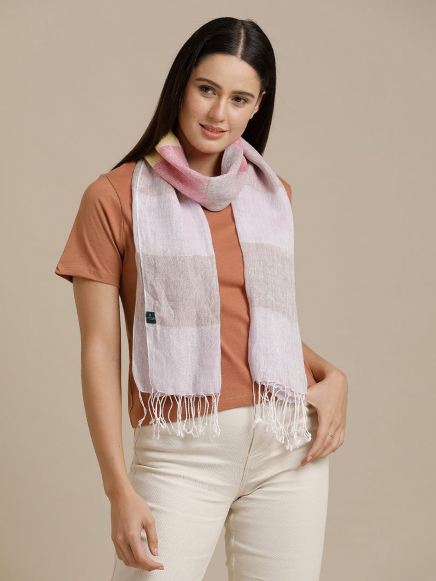 Linen Club Purple Striped Pure Linen Stole