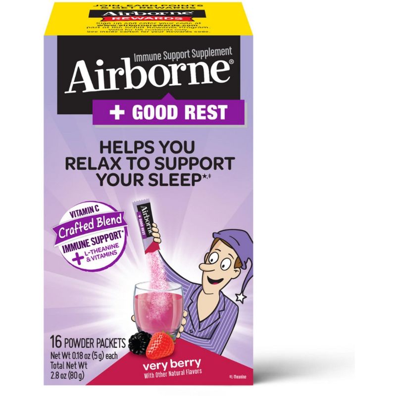 Airborne Plus Good Rest Powder Packet - Very Berry 16 ea