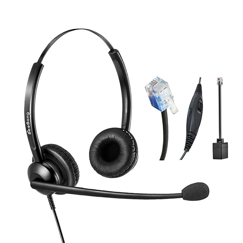 Phone Headset with Noise Canceling Mic for Call Center Corded Office Headset with Mic Mute Volume Control Work for Yealink T20P T22P T26P T23G T29G T32 T41S T42S T46S Grandstream