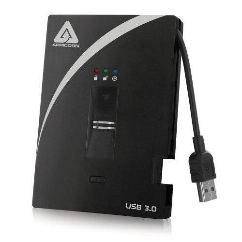 apricorn aegis bio 3 1 tb usb 3.0 256bit encryption portable hard drive a253bio2561000 black