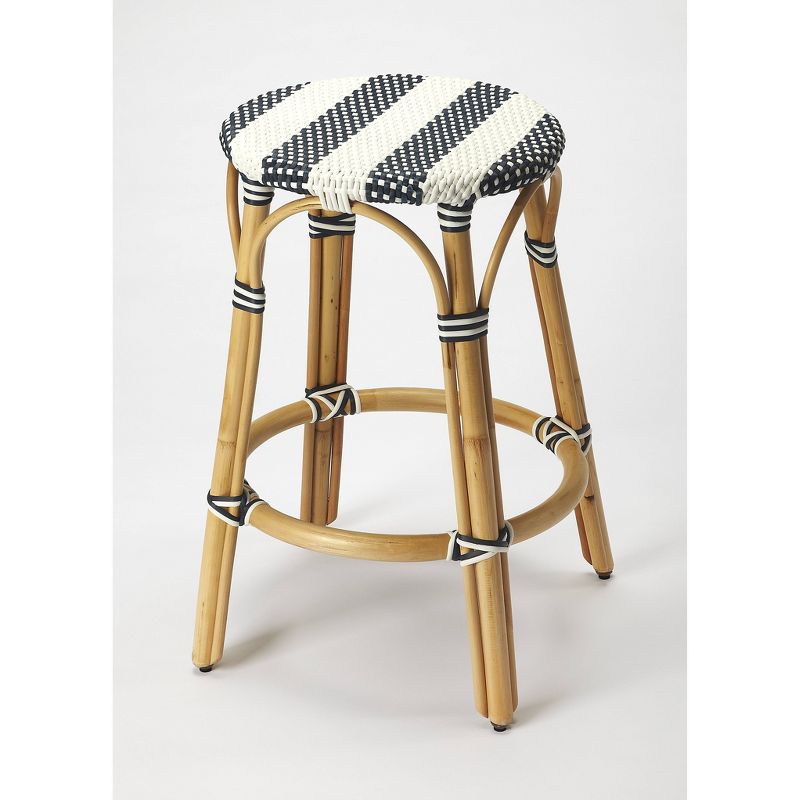 Tobias Rattan Counter Height Barstool - Black / White - Butler Specialty