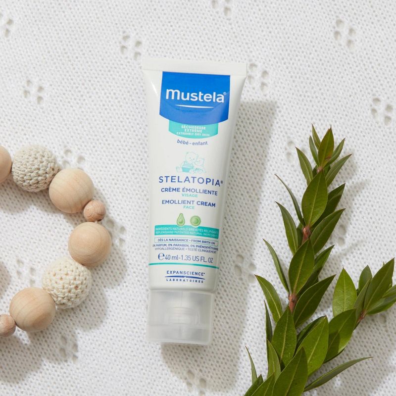Mustela Stelatopia Emollient Baby Face Cream for Eczema Prone Skin Fragrance Free - 1.35 fl oz