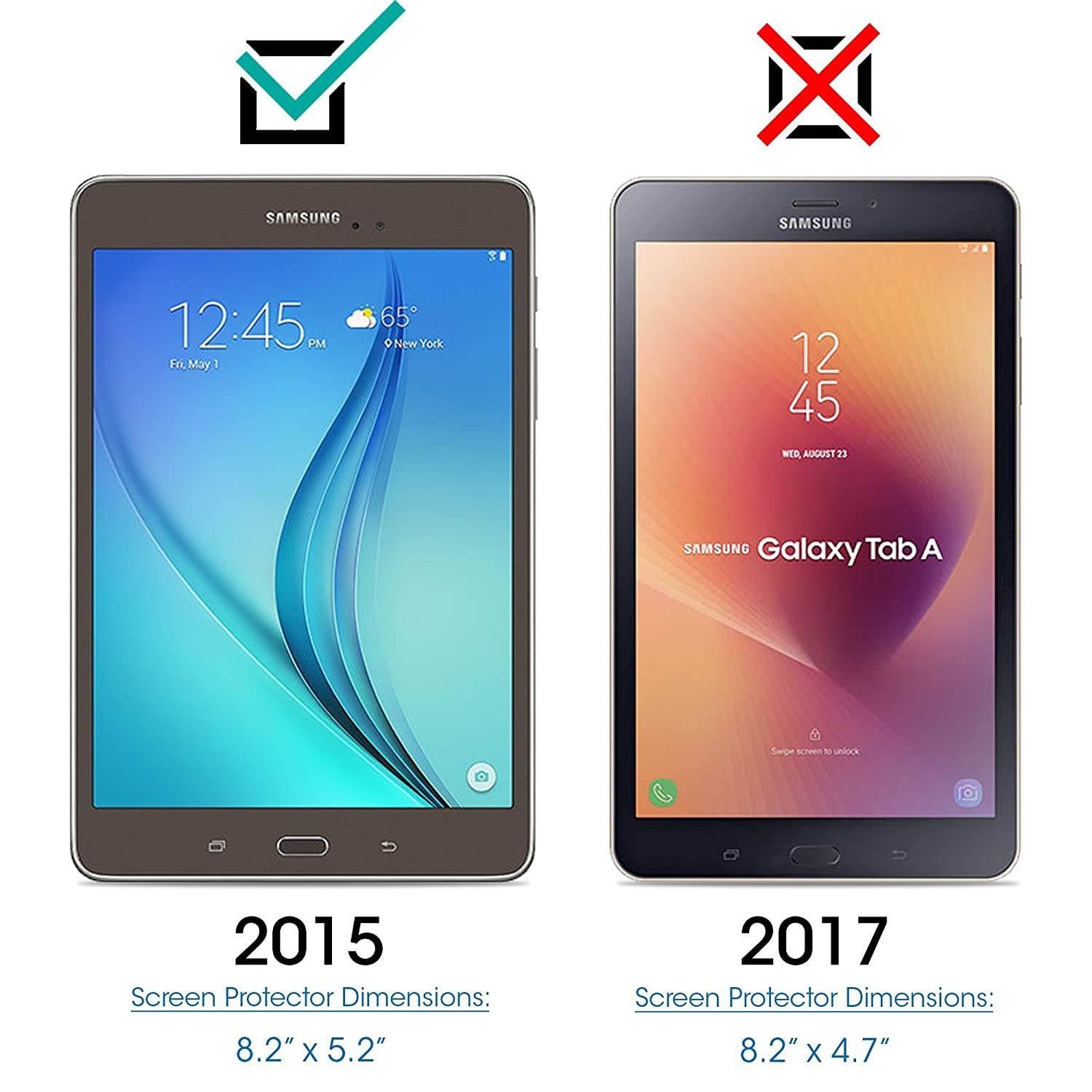 amFilm Glass Screen Protector for Galaxy Tab A 8.0 Tempered Glass, for 2015 Tab A 8.0 (Model SM-T350)