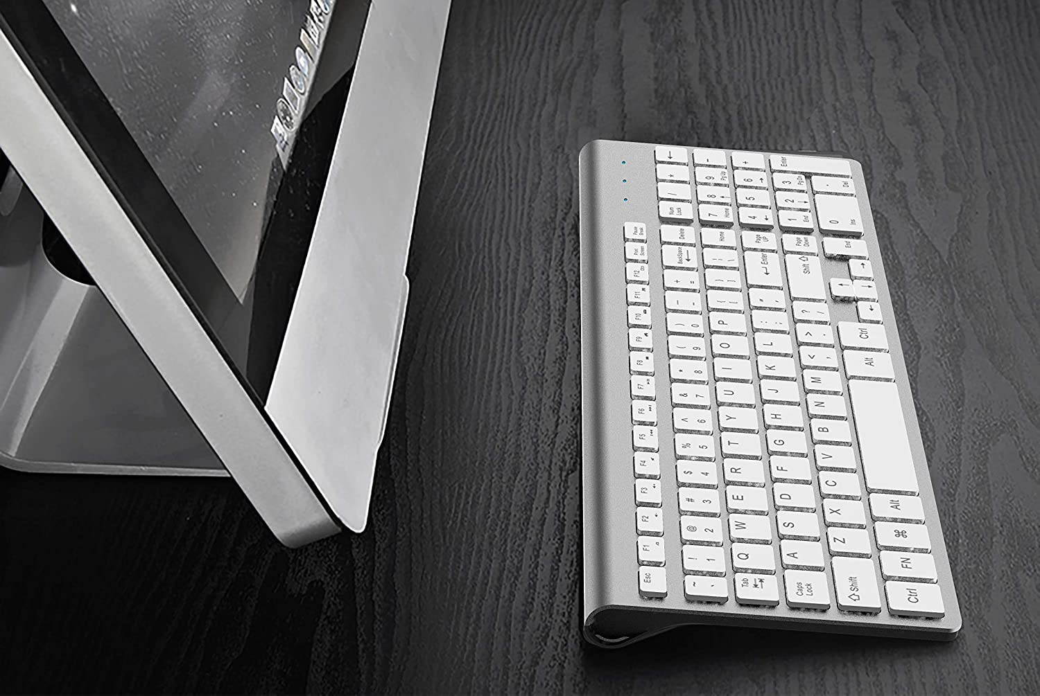 Wireless Keyboard, 2.4G Slim and Compact Wireless Keyboard-White+Silver