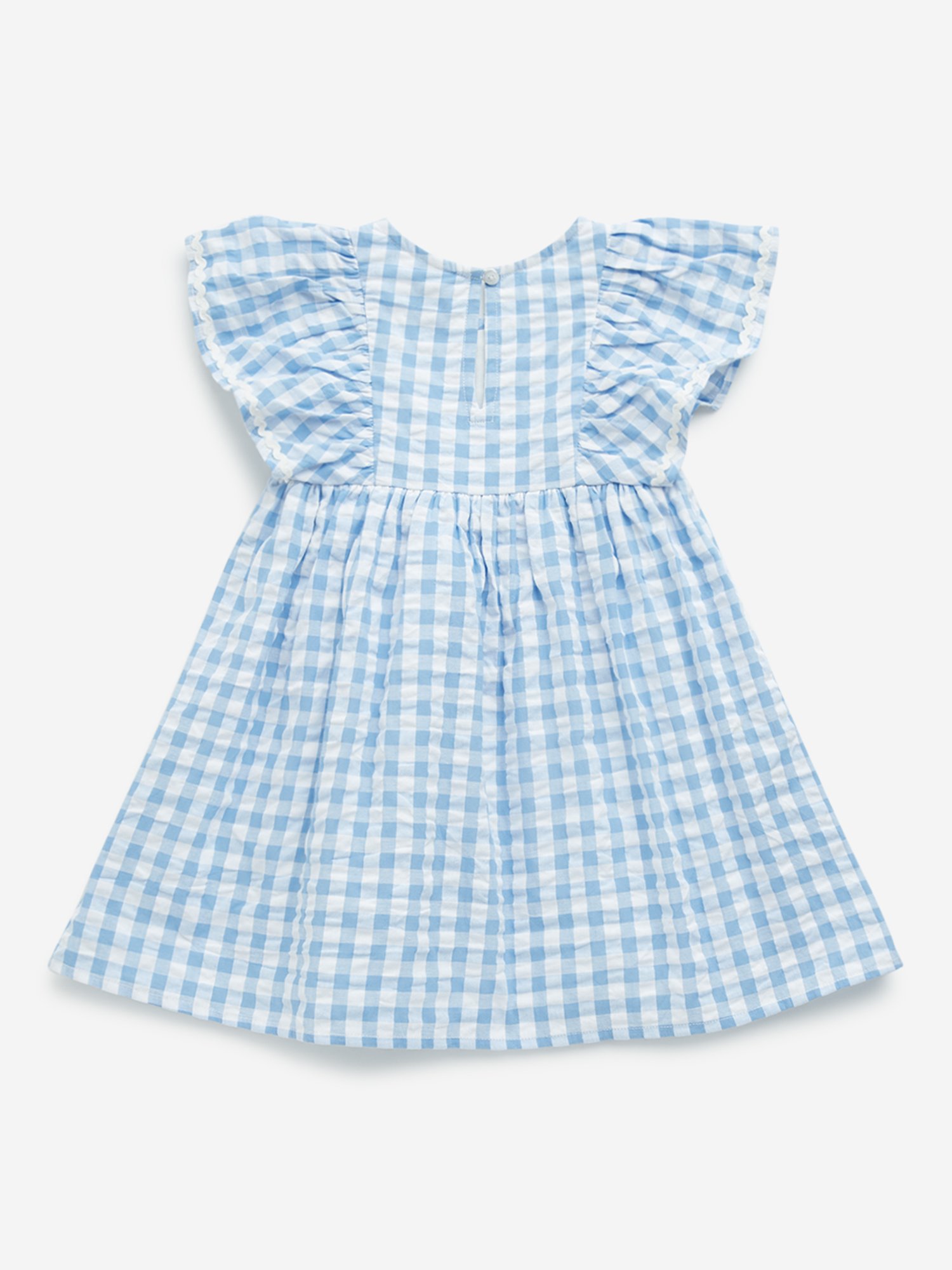 HOP Kids by Westside Blue Checkered Design A-Line Cotton Dress