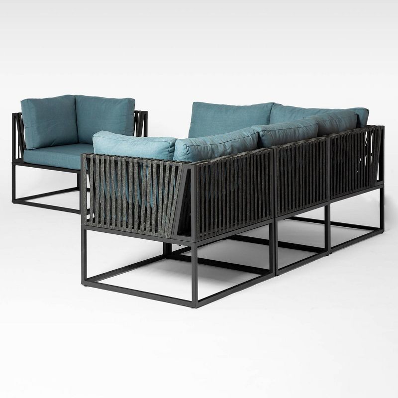 6pc Outdoor Cord Modular Sectional - Blue - Saracina Home