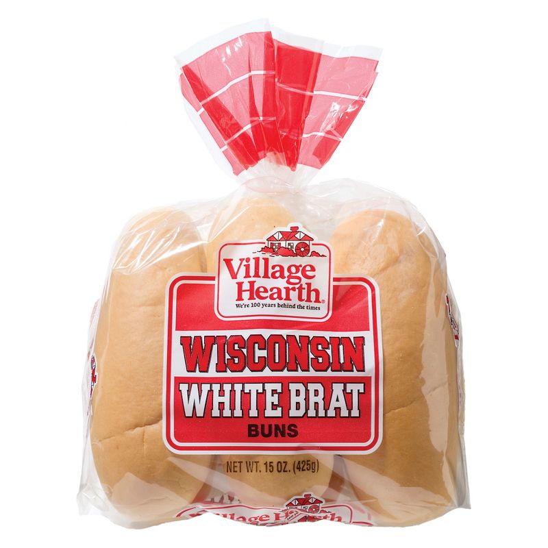 Village Heart Wisconsin White Brat Buns - 15oz/6ct