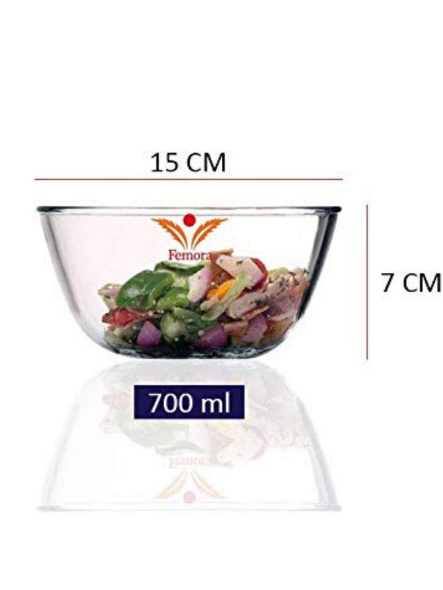 Femora Borosilicate Glass Microwave Safe Mixing Bowl (700 ml) - Set of 1