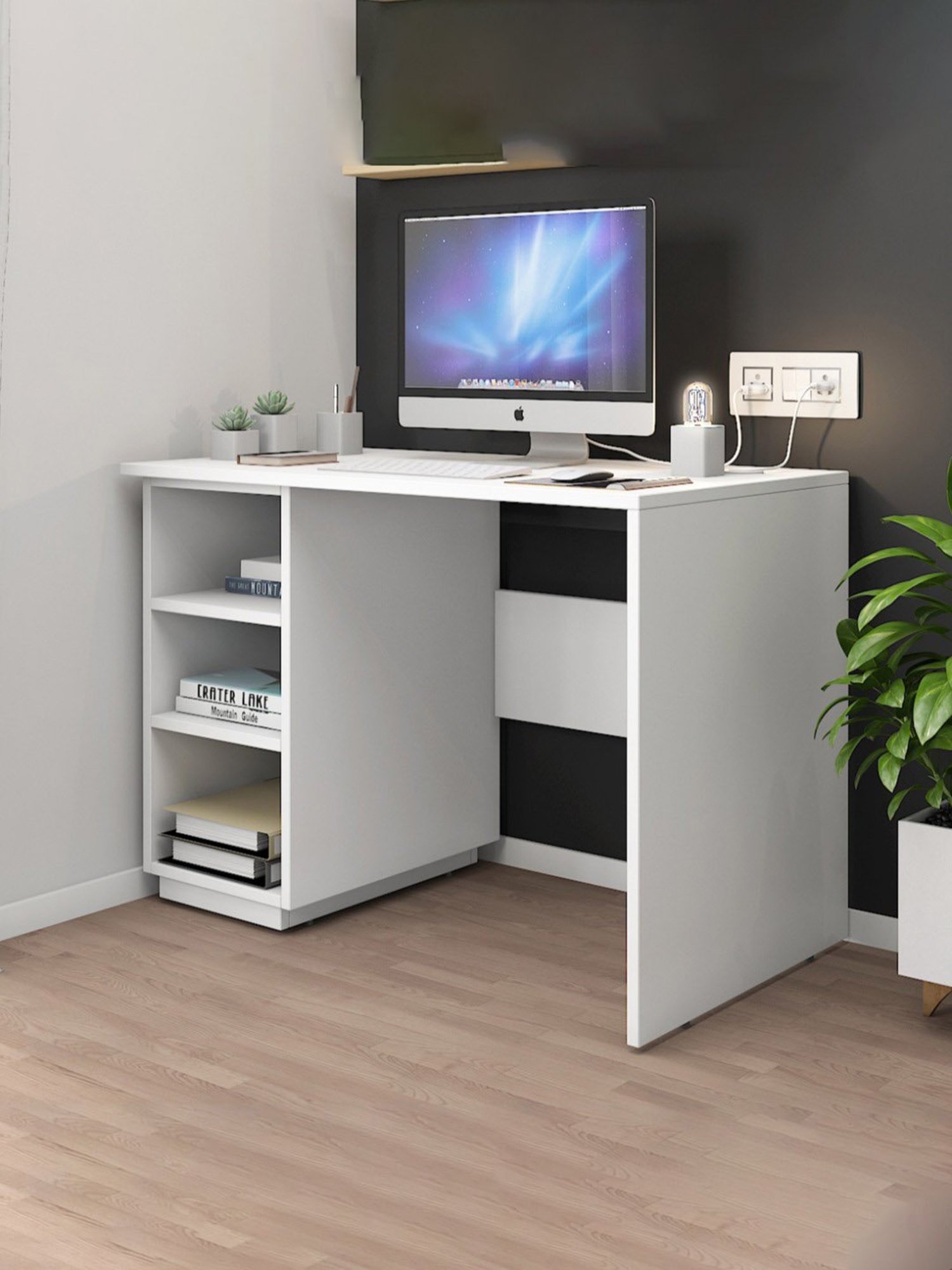 Pure Delrick Writing Table in Matte Frosty White Finish