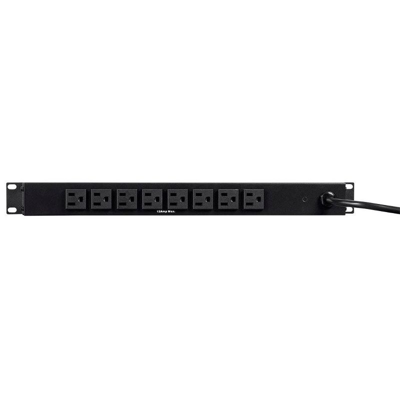 Monoprice 14 Outlet Metal 1U Rackmount Power Distribution Unit - 6 Feet Cord - Black | with Ampere Meter, 8 Rear 6 Front NEMA 5-15R Outlets, 15A