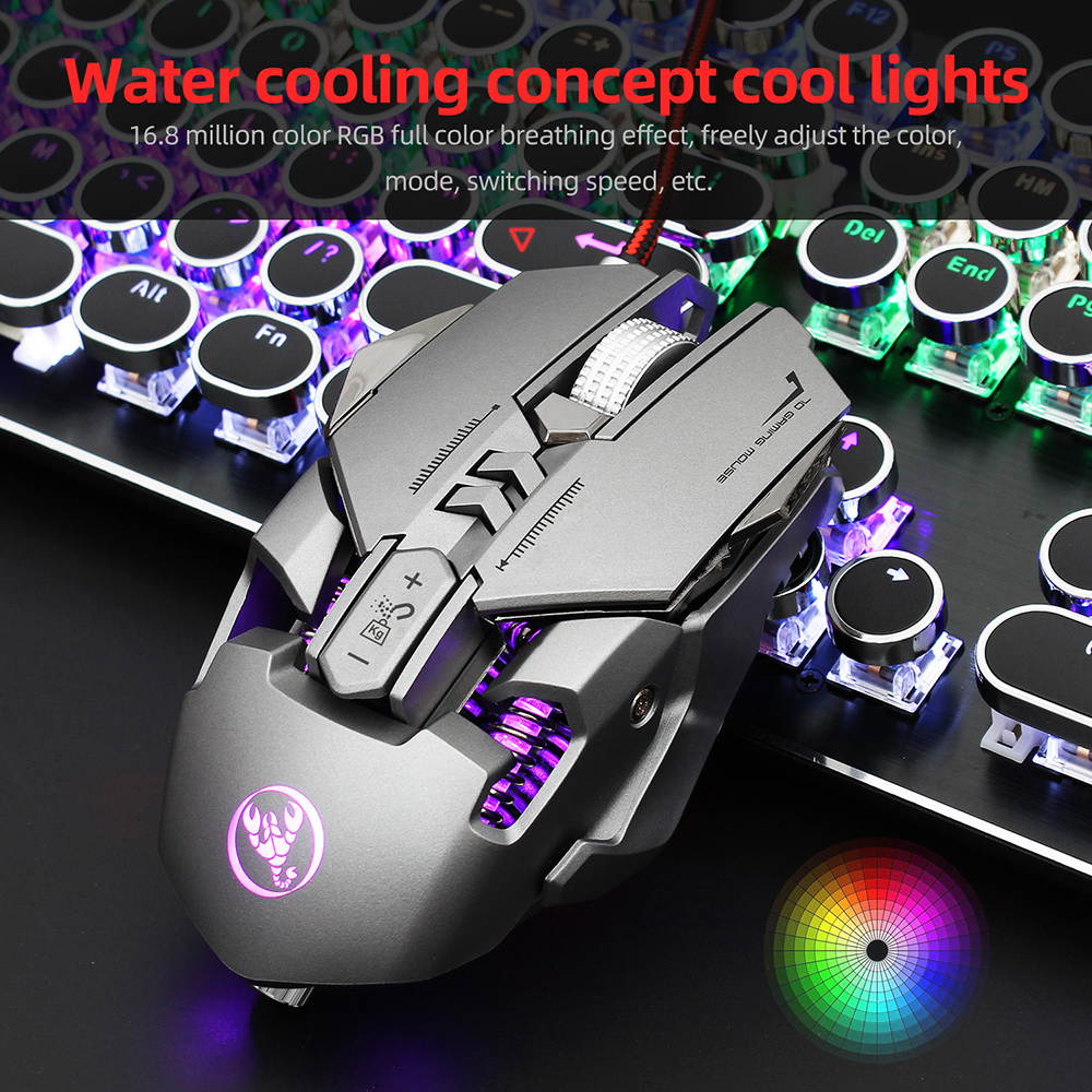 Mechanical Gaming Mouse USB Wired 7 Keys Customizable Macros Programming Mice RGB Optical Mouse 6400DPI Mause Gamer Mouse
