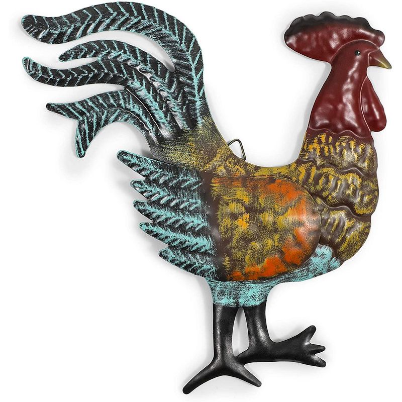 Farmlyn Creek 3 Pack French Country Metal Rooster Trio for Barn Home Wall Decor (11.5 In)