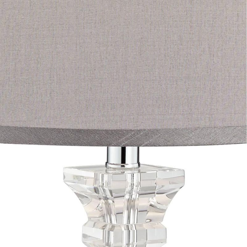 Vienna Full Spectrum Traditional Table Lamp Crystal Body Gray Tapered Drum Shade for Living Room Bedroom Bedside Nightstand Family