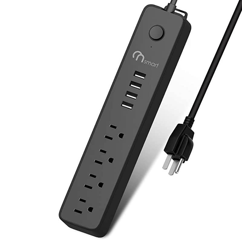 ON USB Surge Protector Power Strip 4 Multi Outlets with 4 USB Charging Ports 34A Total Output600J Surge Protector Power Bar 6 ft Long UL Cord Wall MountBlack