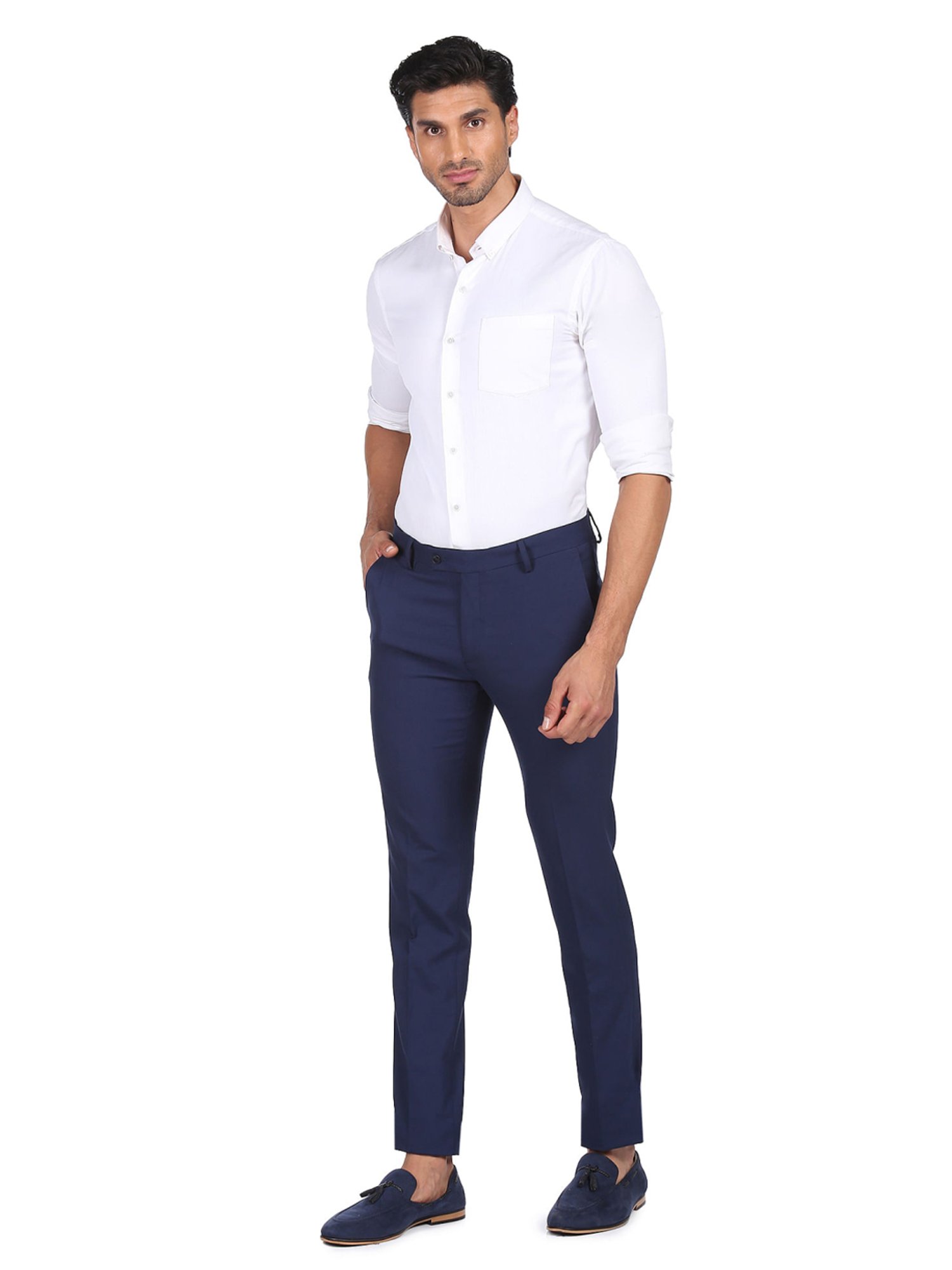 Arrow Blue Regular Fit Trousers