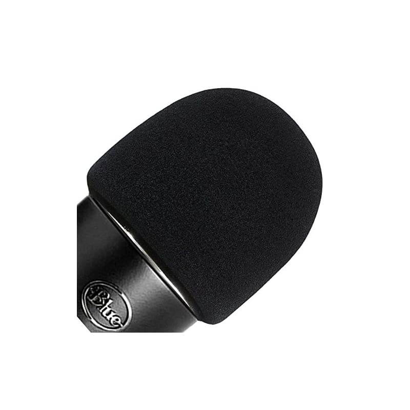 Windscreen for Blue Yeti Foam - Also Fits Other Large Microphones Such as MXL, Audio Technica and More - Quality Sponge Material to Act as a Pop Filter for Your Mic (Black)