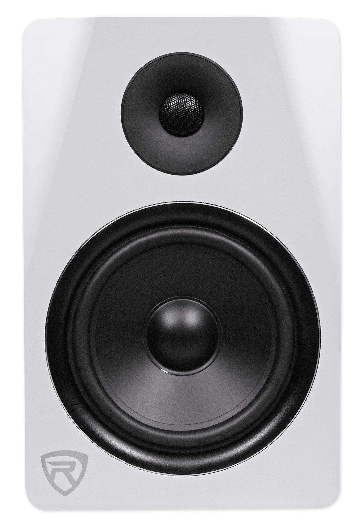 2) Rockville DPM8W 8" 600w Active Studio Monitors+Stands+Headphones+Mic+Shield