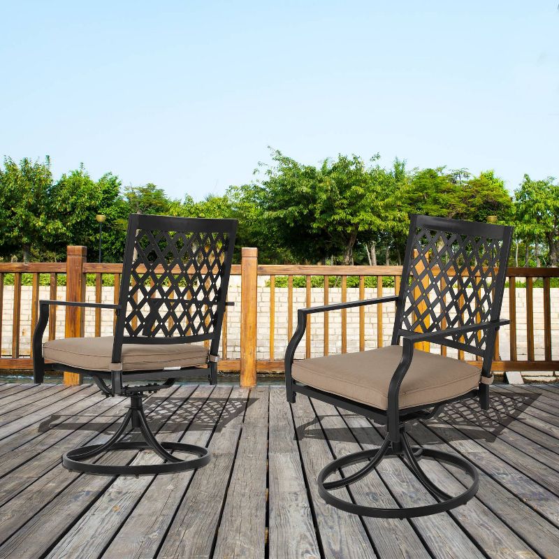 2pc Iron Dining Swivel Chairs With Cushions - Nuu Garden