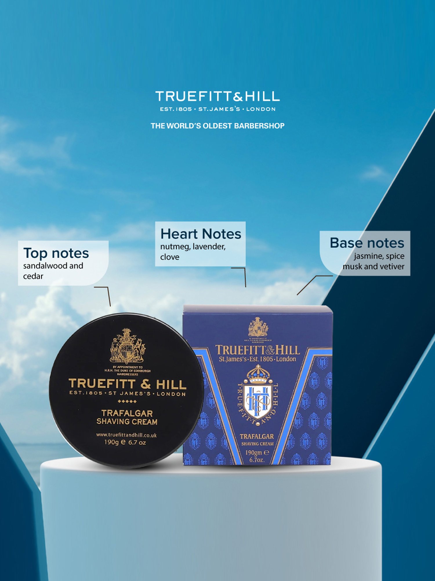 Truefitt & Hill Trafalgar Shaving Cream Bowl 190 gm for Men