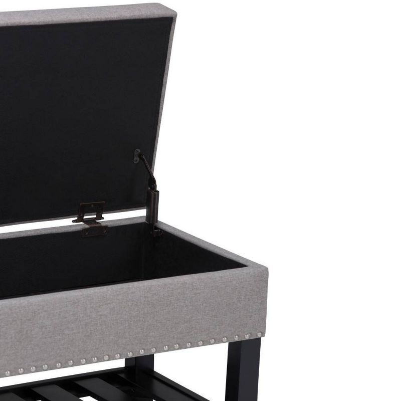 43" Riley Storage Ottoman Bench Dove Gray Linen Look Fabric - WyndenHall