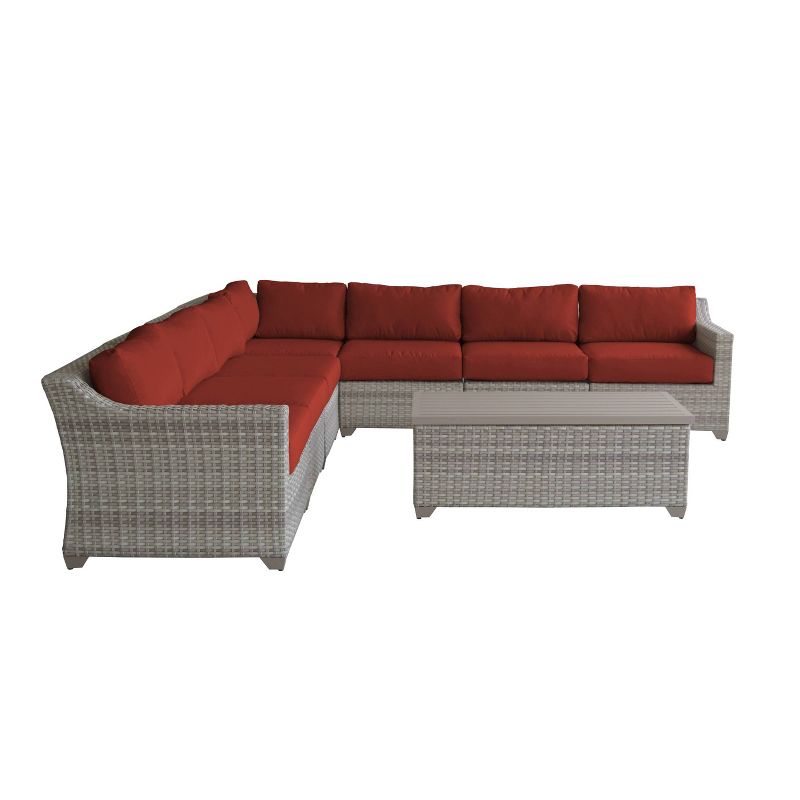 8pc Patio Sectional Seating Set with Cushions - Terracotta - TK Classics