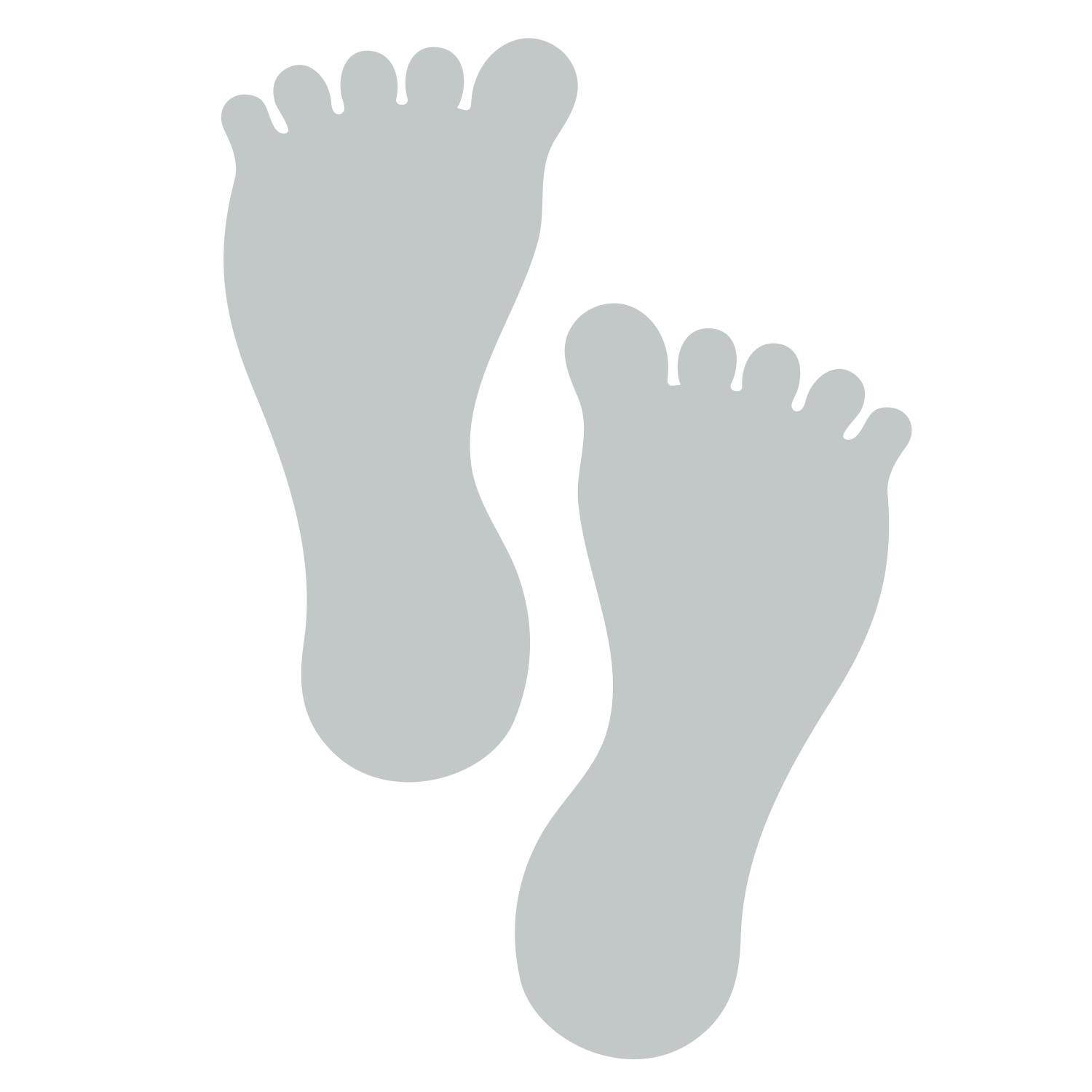 LiteMark 7 Inch White Barefoot Footprint Decals - Pack of 12 (6 Pairs)