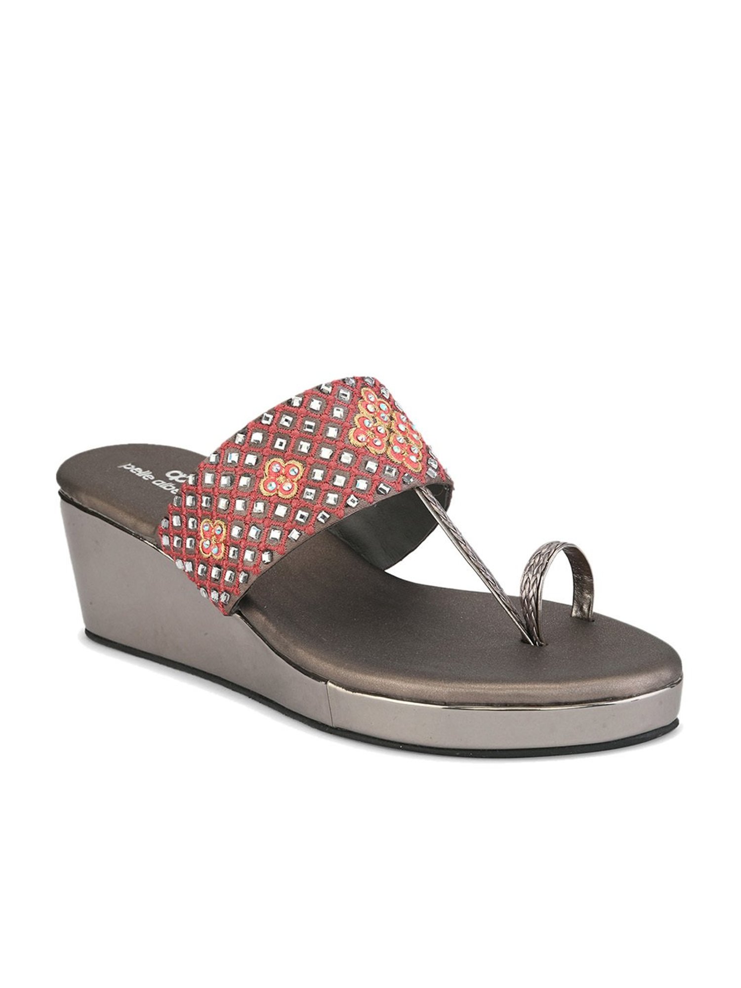 Pelle Albero Women's Grey Toe Ring Wedges