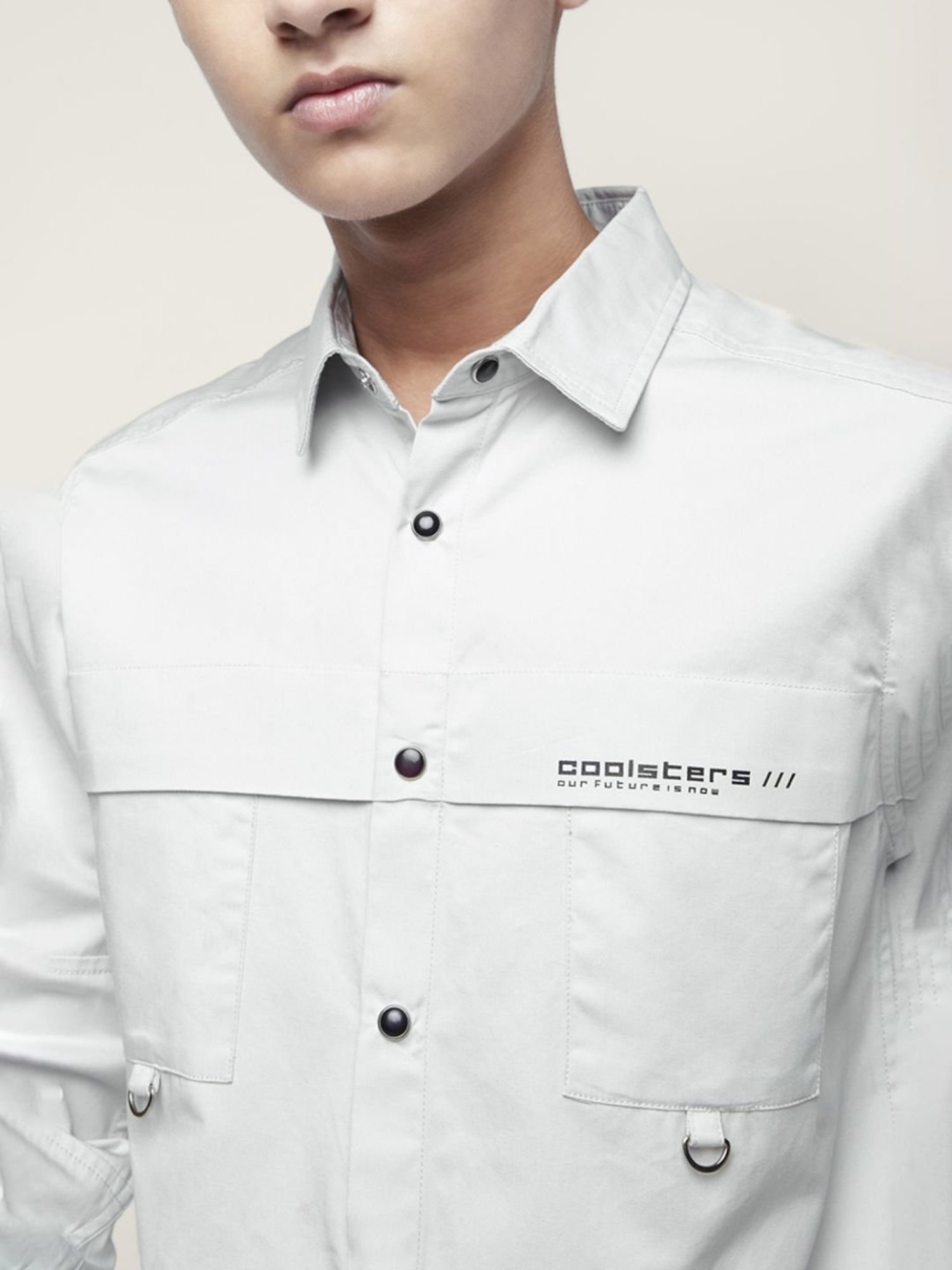 Coolsters by Pantaloons Kids Grey Cotton Printed Full Sleeves Shirt